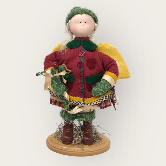 Vintage Christmas Country Angel Porcelain Figurine Debbie Mumm 2000 Cottagecore - Picture 8 of 8